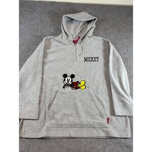 Vintage 90s Disney Mickey Mouse Quarter Zip Hoodie Womens 24W Plus Gray Fleece